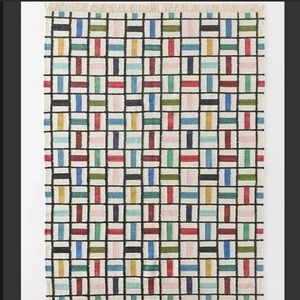 NEW ANTHROPOLOGIE Anna Spiro Flatwoven Tile Grid Rug 5x8 Z288